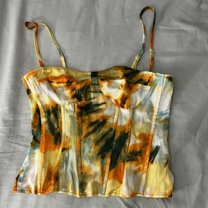 Orange Tie Dye Print Structured Corset